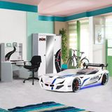 Formula Genç Odası - 3 Kapılı Dolap, Mercedes Full Ledli Arabalı Yatak, Masa - Beyaz