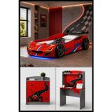 Formula Genç Odası, Turbo Gtı Arabalı Yatak, Masa, Şifonyer - Kırmızı