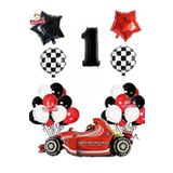 Formula Yarış Arabası 1 Yaş Siyah Kırmızı Beyaz Konsept Doğum Günü Parti Seti