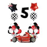 Formula Yarış Arabası 5 Yaş Siyah Kırmızı Beyaz Konsept Doğum Günü Parti Seti