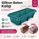 Formzen Silikon Baton Kek Kalıbı | Yapışmaz Esnek Baton Ekmek, Kek, Brownie ve Sabun Kalıbı | Gıda Sınıfı Silikon - Petrol Yeşili