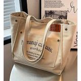 Forneus Fashion Kanvas Tote Çanta Cepli Unisex Bej 40L | Omuz Çantası, %100 Pamuklu Kumaş, Tüm Sezonlara Uygun, Baskılı Tasarım, Geniş İç Hacim