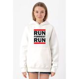 Forrest Gump Run Forrest Run Beyaz Kadın 3İp Kapşonlu Sweatshirt