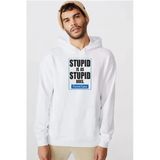Forrest Gump Stupid Is As Stupid Does Beyaz Erkek 3İp Kapşonlu Sweatshirt