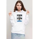 Forrest Gump Stupid Is As Stupid Does Beyaz Kadın 3İp Kapşonlu Sweatshirt