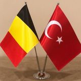 Fors Bayrak Belçika - Türkiye Masa Bayrağı Krom Direkli İkili Bayrak