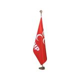 Fors Bayrak Mhp Makam Bayrağı Seti Krom Direkli Telalı Saten