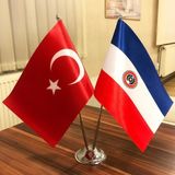 Fors Bayrak Paraguay-Türkiye Masa Bayrağı Krom Direkli Ikili Bayrak
