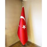 Fors Bayrak Türk Makam Bayrağı Seti Krom Direkli Simsiz Saten Kumaş 225 cm