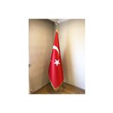 Fors Bayrak Türk Makam Bayrağı Seti Sarı Direkli Simli Saten Kumaş 225 cm