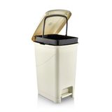 FORSACE 15 Litre Pedallı Bej Banyo Mutfak Çöp Kovası Bej Kapaklı Slim Pedallı Çöp Kovası Bej