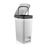 FORSACE 15 Litre Pedallı Beyaz Banyo Mutfak Çöp Kovası Beyaz Kapaklı Slim Pedallı Çöp Kovası Beyaz
