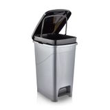 FORSACE 40 Litre Pedallı Gri Banyo Mutfak Çöp Kovası Siyah Kapaklı Slim Pedallı Çöp Kovası Gri