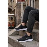 Fort 0085 Pasomia Rahat Hafif Anatomik Triko Bağcıksız Sneaker Spor Ayakkabı - Siyah - Beyaz