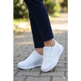 Fort 0605 Sea Rahat Fermuarlı Bağçıklı Kalın Taban Kadın Spor Ayakkabı - Beyaz