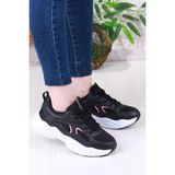 Fort 2107 Lmb Rahat Hafif Kalın Taban Sneaker Kadın Spor Ayakkabı - Siyah - Pembe