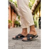 Fort 253-201 Anatomik Rahat Hafif Toka Detaylı Erkek Terlik - Siyah