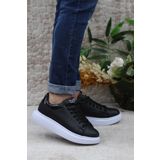 Fort B-150 Siyah Beyaz Rahat Kalın Taban Sneaker Erkek Spor Ayakkabı