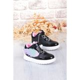 Fort Cool Helen Rahat Hafif Kanat Figürlü Bilekli Sneaker Kız Çocuk Ayakkabı - Siyah-Pembe