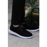 Fort Dks 023 Siyah Beyaz Hafif Rahat Keten Sneaker Erkek Ayakkabi