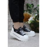 Fort Guja 24Y314-8 News Fashion Gizli Dolgu Topuk Sneaker Kadın Ayakkabı - Siyah