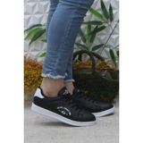 Fort Row Lena Siyah Beyaz Rahat Hafif Sneaker Kadın Spor Ayakkabı - Siyah - Beyaz