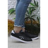 Fort Row Lena Siyah Beyaz Rahat Hafif Sneaker Kadın Spor Ayakkabı