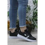 Fort Row Luna Siyah Beyaz Rahat Hafif Sneaker Kadın Spor Ayakkabı - Siyah - Beyaz