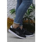 Fort Row Milena Siyah Beyaz Rahat Hafif Sneaker Çırtlı Spor Ayakkabı