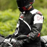 Forte Gt AR54 Deri – Beyaz Korumalı Motosiklet Deri Tekstil Mont Ceket - 2XL - Kırmızı