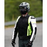 Forte Gt Titan Mavi Lacivert, Hörgüçlü Koruma Deri Tekstil 4 Mevsim Motosiklet Ceket Mont - 2XL - Sarı