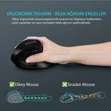 Fortico Dikey Ergonomik Şarj Edilebilir Sessiz Mouse Bluetooth+2.4g Kablosuz - Çok Renkli