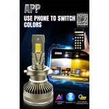 Fortico H11 LED Zenon App Kontrolü Bluetooth Ile Telefondan 2700K-6500K Renk Değiştiren Araba Farı 2WAT-80WAT App Uygulama Üzerinden Istenilen Ayar Yapılır Şimşek Etkili