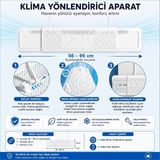 Fortico Klima Rüzgar Önleyici Deflektör Ayarlanabilir 56-95 cm Klima Yönlendirici Aparat Duvar Tipi Klima Hava Yönlendirme Aparatı