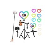 fortrek 10 Inç Ring Light 5500k Youtuber Led Işıklı 2.1 Metre Tripod Selfie Makyaj Işığı Kalp
