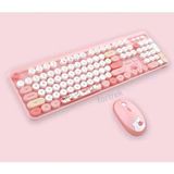 Fortrek Renkli Daktilo Tuşlu Kablosuz Q Multimedia Klavye + Mouse Set - Pembe