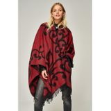 Forum Fashion P001 Salma Desenli Jakarlı Panço siyah