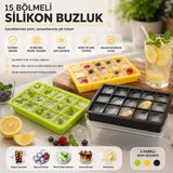 ForWhat Büro Ev Ofis Buzdolabı Için Renkli Silikon 15BÖLME Pratik Buz Kalıbı - -