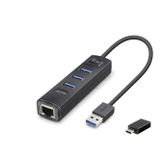 ForWhat Büro Ev Ofis Cihazları için Siyah 4PORT TYPEC3.2 Gen1 Gigabit Ethernet Hub