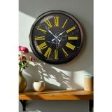 ForWhat Büro Ev Ofis Duvar Saati için 52CM Siyah Mermer Desen Metal Mekanizma
