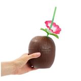 ForWhat Büro Ev Ofis Etkinlik Gösteri Hawaii Kostümü için Pipetli İçecek Kabı 10x13CM Hint Cevizli Bardak