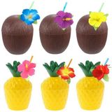 ForWhat Büro Ev Ofis Etkinlik Paeti için 6ADET Ananas Hindistan Cevizi Stil Pipetli Bardak Seti
