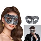 ForWhat Büro Ev Ofis Gösteri Balo Kostüm Maskesi için Silver Eskitme Yüz Antik Tarz Maske