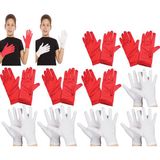 ForWhat Büro Ev Ofis Gösteri Çocuk Kostümü için 5ÇİFT Beyaz 5ÇİFT Kırmızı Eldiven Seti