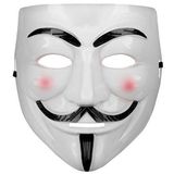 ForWhat Büro Ev Ofis Gösteri Kostüm Maskesi için Beyaz Pembe Yanaklı V For Vendetta Maske