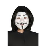ForWhat Büro Ev Ofis Gösteri Kostümü için Siyah Peruk Maske For Vandetta Seti