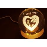 ForWhat Büro Ev Ofis Hediyesi için 6CM Kalpli I Love You Stil Ahşap Standlı Işıklı Cam Küre
