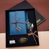 ForWhat Büro Ev Ofis Hediyesi için Retro Mavi Kaligrafi Kalem Deri Defter Seti