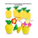 ForWhat Büro Ev Ofis Içecek Keyfi Için Pipetli Ananas Tasarımlı Bardak - Renkli - 100 ml