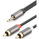 ForWhat Büro Ev Ofis Ses Müzik Sistemi için 3MT 3.5MM to 2RCA 2LINE Golden Siyah Kablo